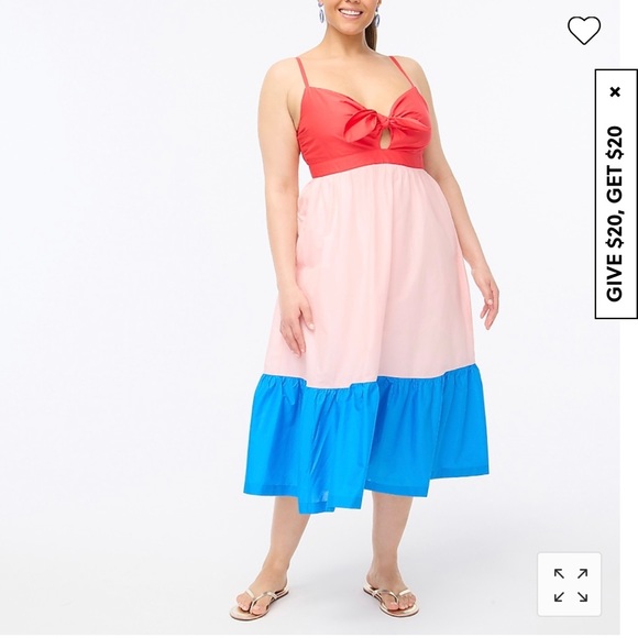 NEW J.Crew Colorblock tie-front cutout midi dress - Picture 4 of 13